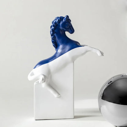 DecorBites™ Horse Statue Resin Abstract Ornament Half-length Animal Sculpture Home Decor Figurine