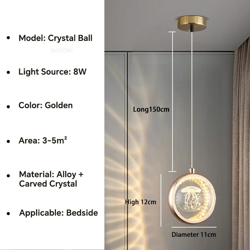 Lámpara de araña de bola de cristal DecorBites™ - Lámpara colgante de lujo para dormitorio y sala de estar