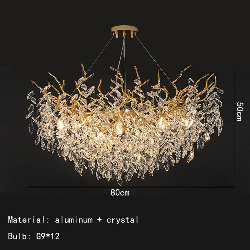 DecorBites™ Gold Aluminium Crystal Chandelier for Elegant Dining Room Lighting