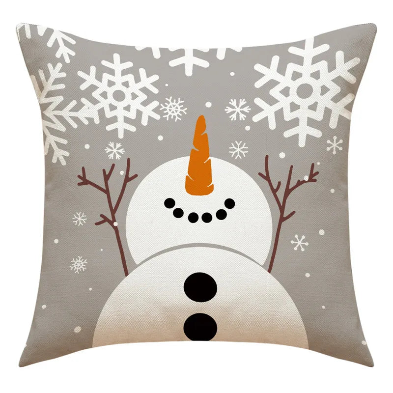 DecorBites™ Christmas Pillowcase: Santa Claus Snowman Print for Living Room Sofa Decor
