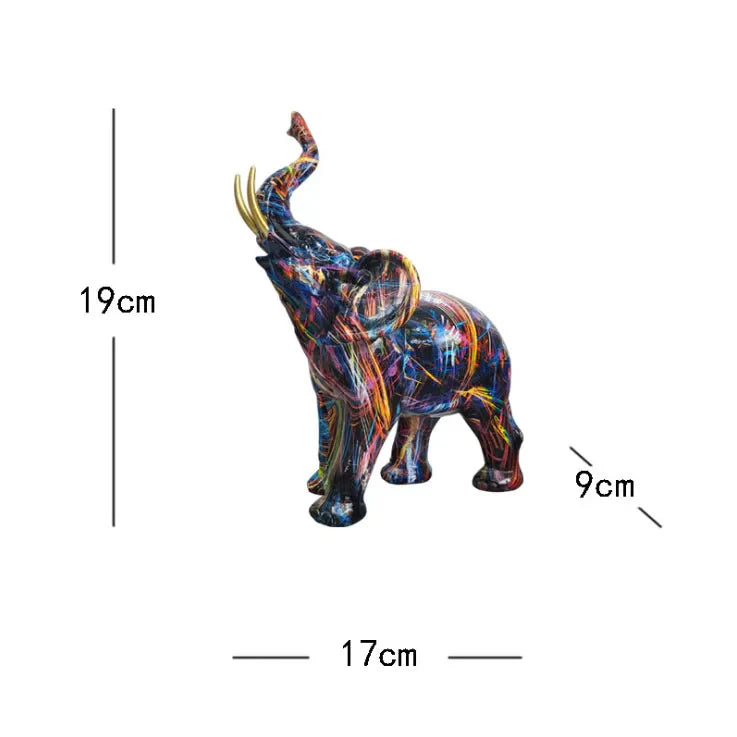 DecorBites™ Elephant Sculpture: Nordic Painting Graffiti Resin Art Figurine & Home Decor Craft