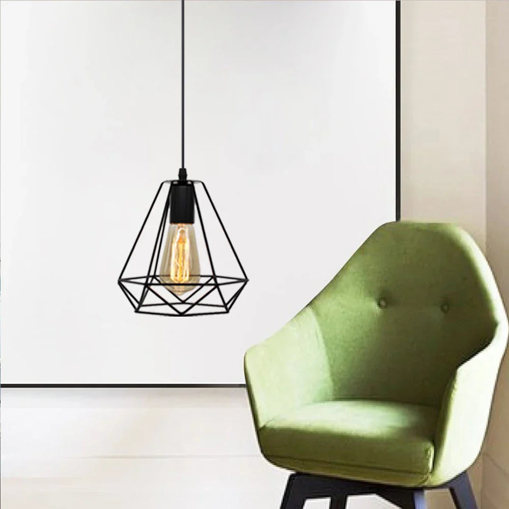 DecorBites™ Industrial Metal Cage Pendant Lamp for Home Lighting