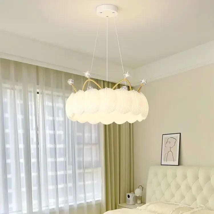DecorBites™ Gold&White LED Crown Small Chandelier for Living Dining Bedroom - Indoor Decor Lighting