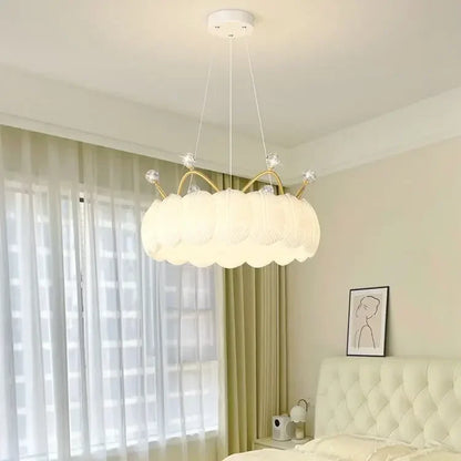 DecorBites™ Gold&White LED Crown Small Chandelier for Living Dining Bedroom - Indoor Decor Lighting
