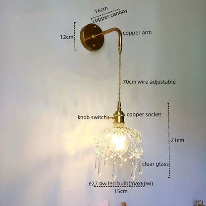 DecorBites™ Crystal Copper LED Wall Sconce Light for Home Decor & Indoor Lighting