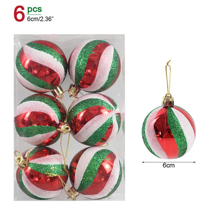 6Pcs/box 6cm Transparent Painting Christmas Ball New Year Xmas Tree Ornaments Decoration for Home 2023 Noel Navidad Gifts