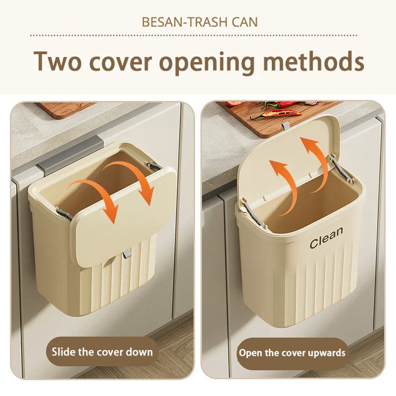 DecorBites™ Kitchen Cabinet Hanging Trash Can with Lid and Large Capacity