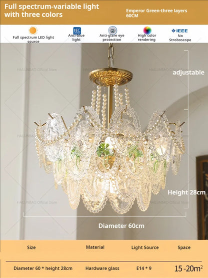 DecorBites™ Glass Dining Room Chandelier: Retro French Style for Living & Master Bedroom