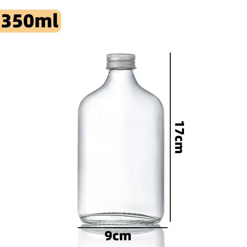 DecorBites™ Clear Glass Beverage Bottles: Reusable for Juicing, Smoothies, Kombucha, Tea, Milk, and Wine