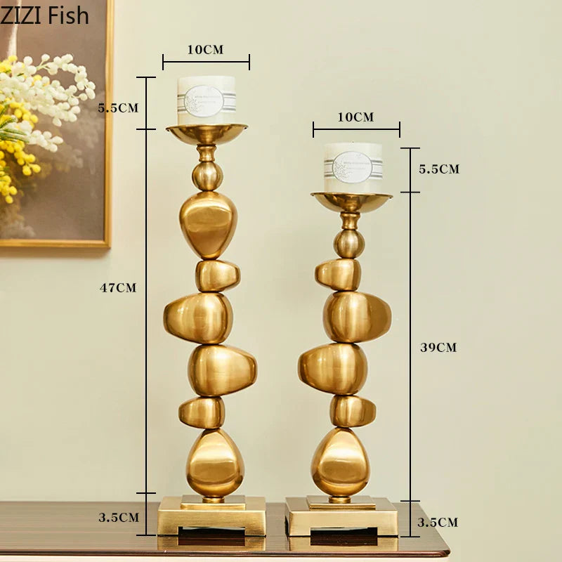 DecorBites™ Golden Alloy Stone Pile Candle Holder Ornament Home Aroma Container