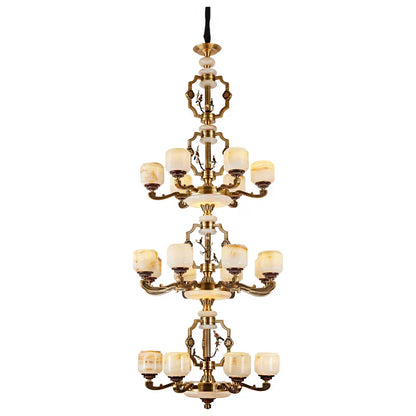 DecorBites™ Jade Zinc Alloy Chandelier for Living Room, Restaurant, Hall - Elegant Chinese Design