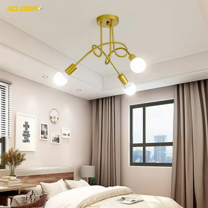 Decorbites™ Gold-Schwarze Sputnik-Hängelampe für Wohnzimmer Schlafzimmer Landhausstil