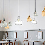 Decorbites™ Kürbisglas-Hängeleuchter in klarem Bernstein Modernes Esszimmer-Hängeleuchte