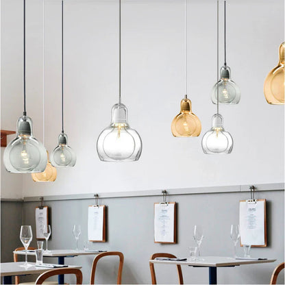 DecorBites™ Gourd Glass Pendant Lamps Clear Amber Modern Dining Room Hanging Lights