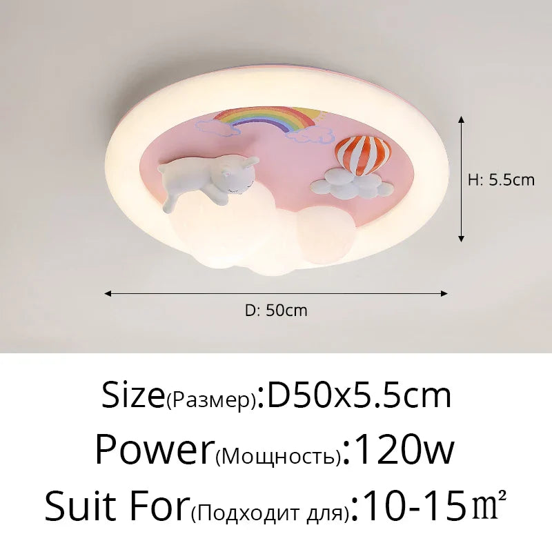 DecorBites™ Kids Ceiling Light: Minimalist Pink Blue Lamp for Bedroom or Living Room