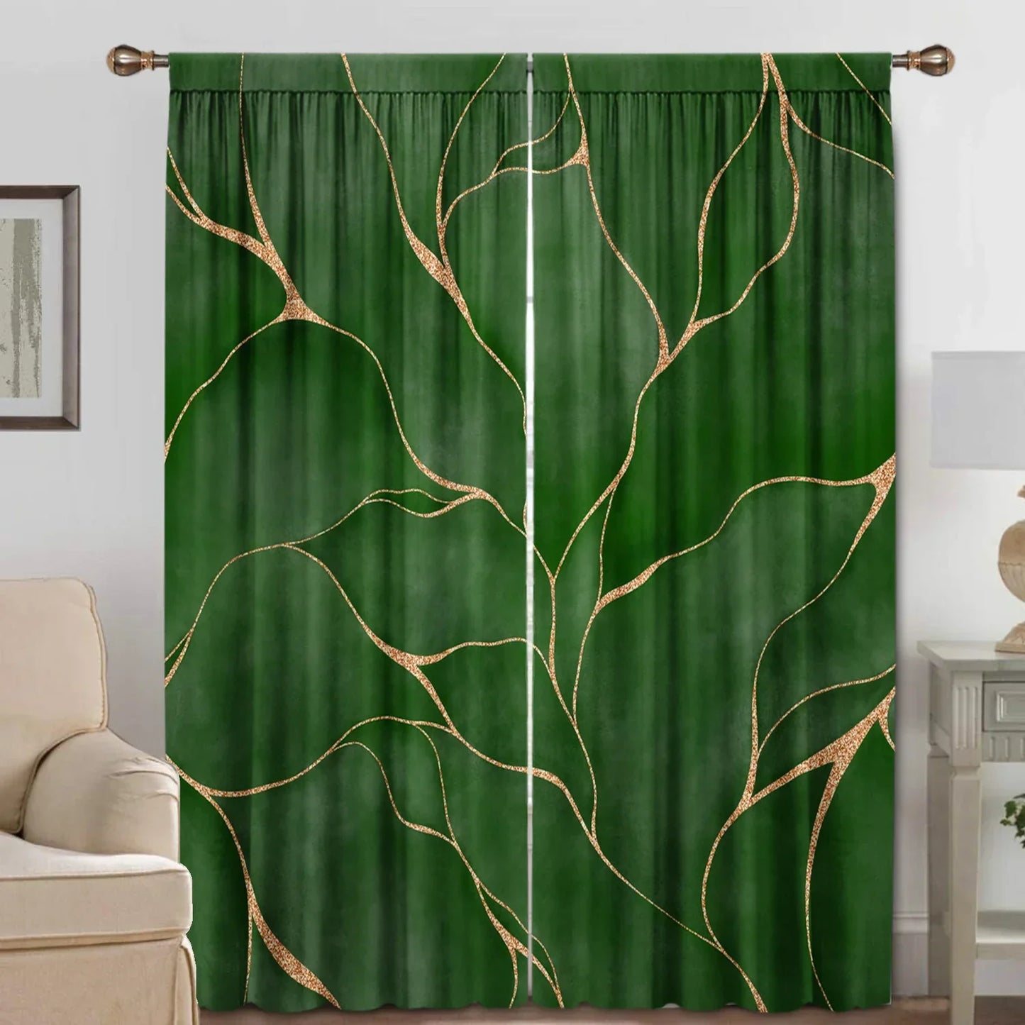 DecorBites™ Green Turtle Leaf Curtains for Kitchen, Coffee Shop, Living Room - Stylish Home Decoration
