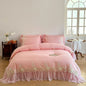 Decobites French Rose Flowers Lace Wedding Bedding Set with Ruffles