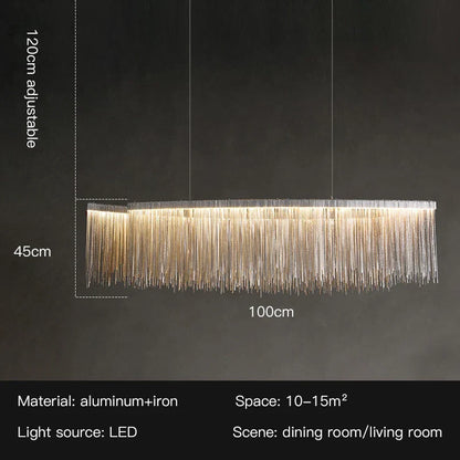 DecorBites™ LED Tassel Chandelier Pendant Light for Living Room Villa Hall Silver Lustre