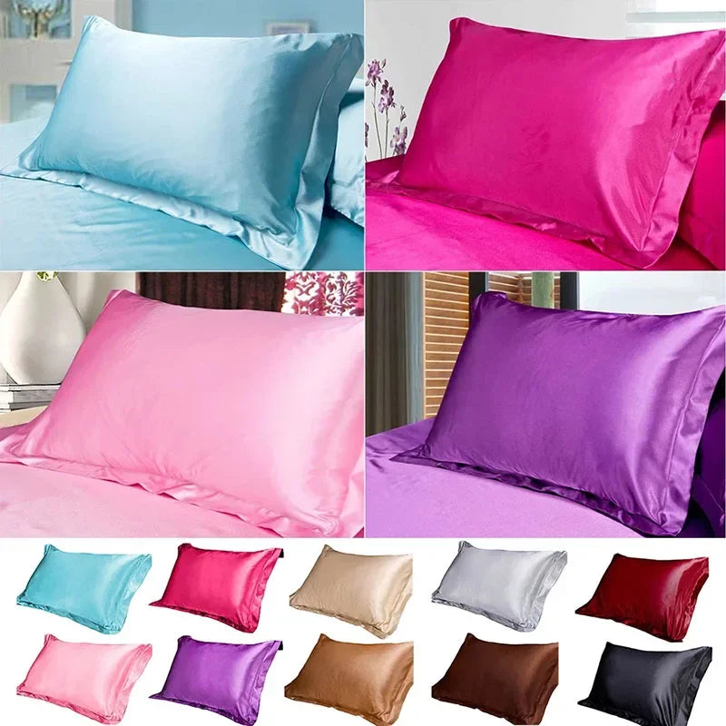 Decobites Soft Satin Pillowcase Set of 1, 48x74cm, Pure Emulation Silk, Solid Color