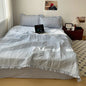 Decobites Korean Princess Lace Ruffles Summer Quilt Bedspread - 3Pc Bedding Set