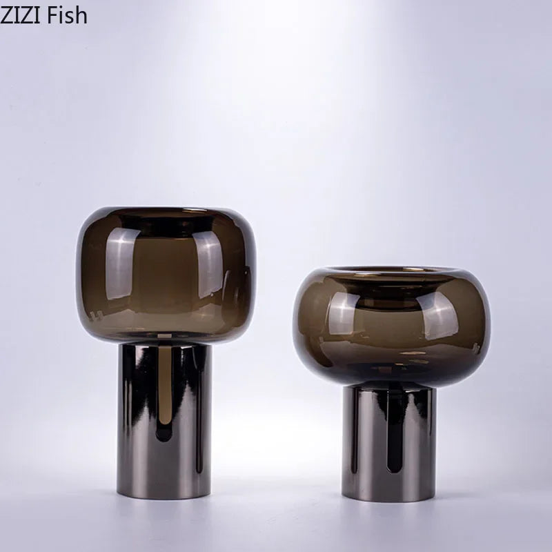 DecorBites™ Dark Glass Vase for Desk Decor, Creative Hydroponics Floral Ornaments