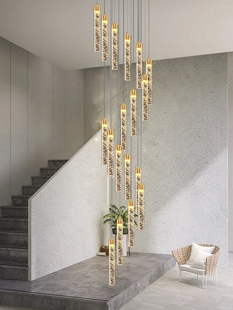 DecorBites™ Crystal Chandelier for Two-storey Foyer & Circular Stairwell