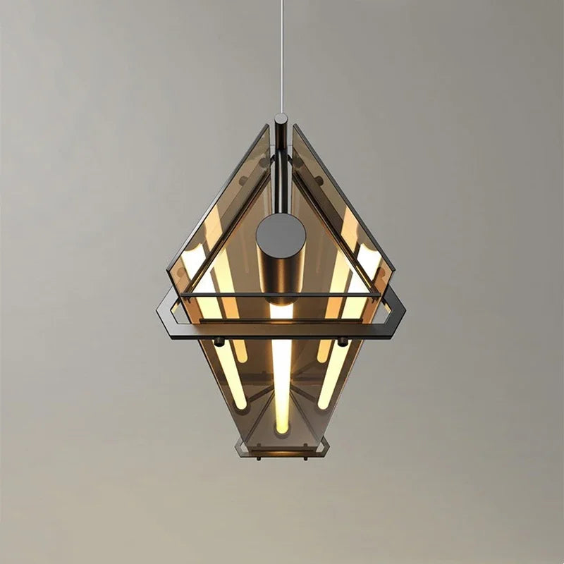 ديكوربايتس™ مصباح LED كهرماني معلق على طاولة طعام زجاجية حديثة للمطبخ