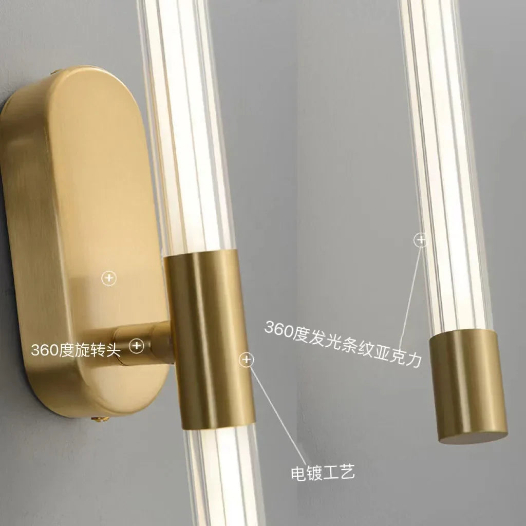 DecorBites™ Gold Geometric Lines Wall Lamp for Bedroom and Living Room Decor