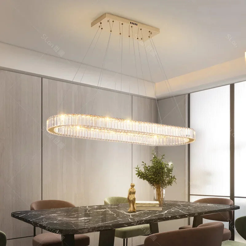 DecorBites™ Crystal LED Chandelier: Modern Luxury Lighting for Living & Dining Room