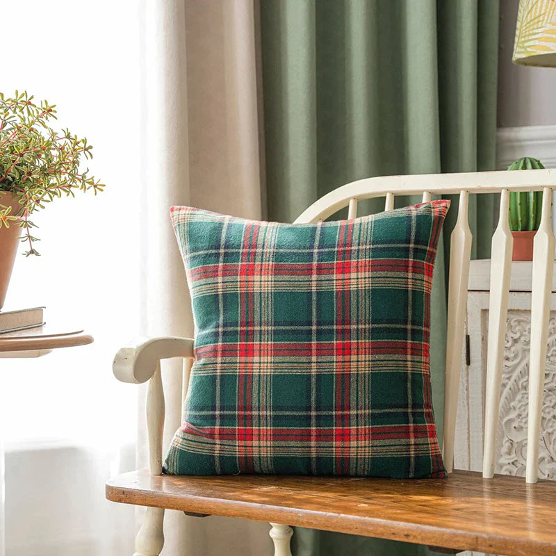 DecorBites™ Christmas Plaid Cushion Cover - Festive Holiday Decor Pillow Case