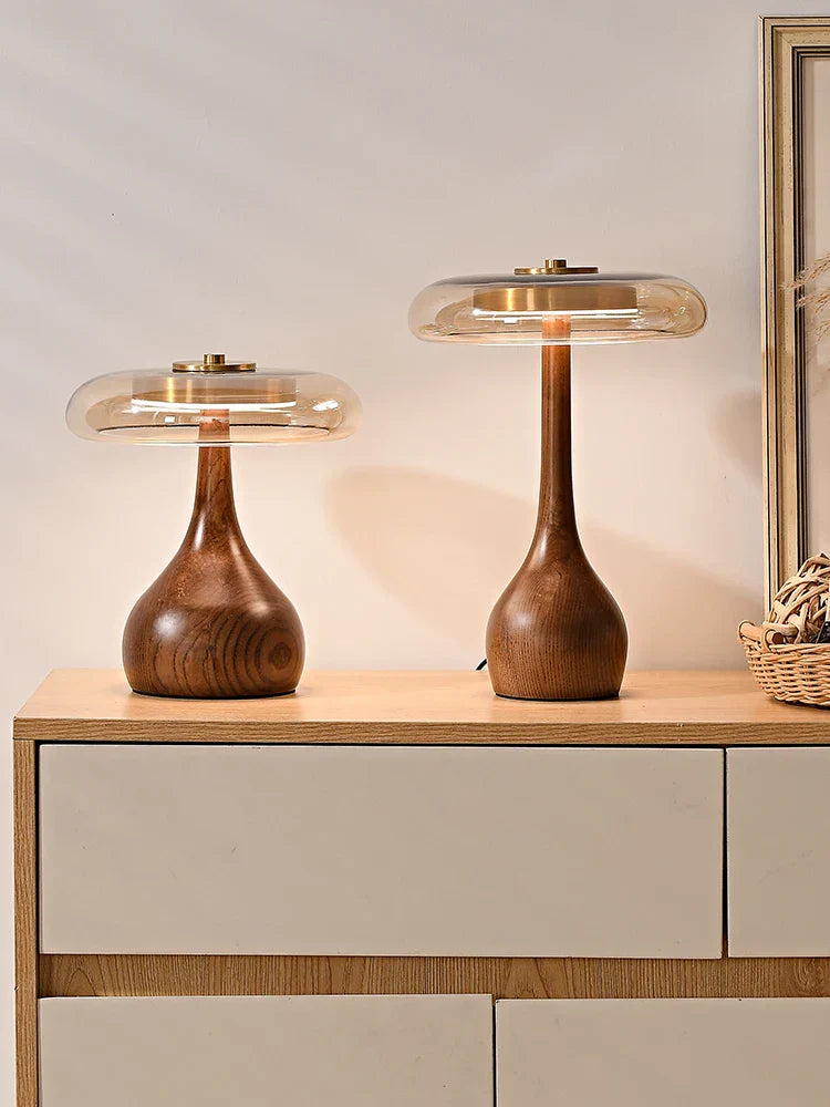 DecorBites™ مصباح طاولة Andi Walnut لغرفة المعيشة وغرفة النوم والدراسة والفندق على الطراز الفرنسي الإبداعي