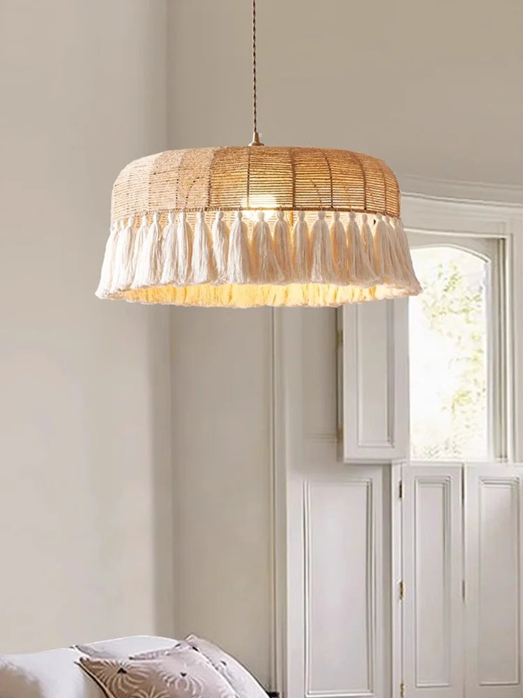 Decorbites™ Hanfseil-Deckenleuchter: Japanisch inspirierte Zwirns-Pendantleuchten für die Hausdekoration