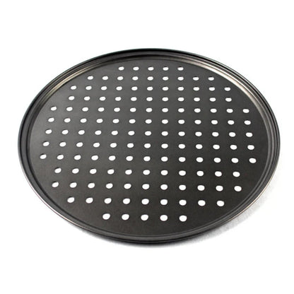 DecorBites™ Carbon Steel Perforated Pizza Pan Non Stick Baking Tray with Holes
