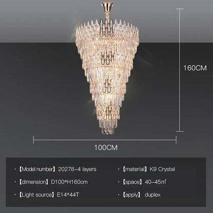DecorBites™ Crystal Chandelier Duplex Spiral Staircase Post-modern Luxury Light