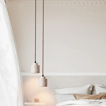 DecorBites™ LED Hanging Light Fixture Yellow Travertine Nordic Wire Adjustable Pendant Lamp