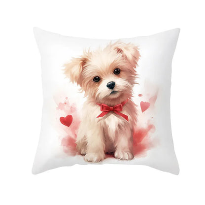 DecorBites™ Cute Pet Dog Print Cushion Cover - Valentine's Day Home Decor Pillowcase