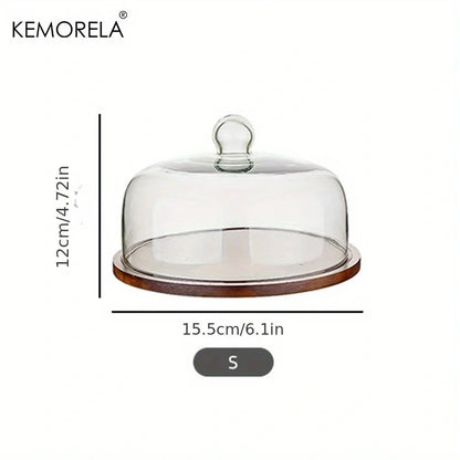 DecorBites™ Caja de almacenamiento de alimentos con molde de madera creativo para pasteles y tapa de vidrio