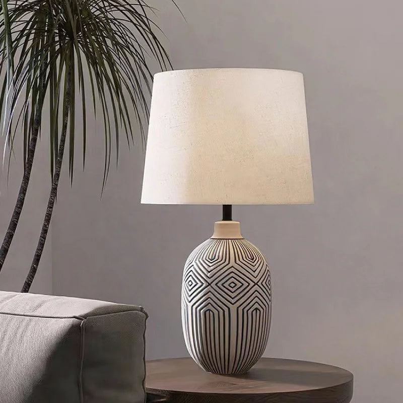 DecorBites™ Japanese Style Ceramic Table Lamp for Living Room, Bedroom, Study - Simple & Elegant