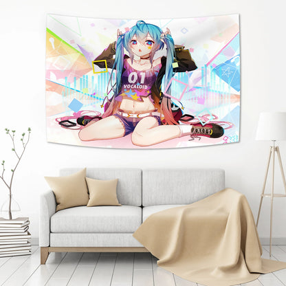 DecorBites™ Kawaii Anime Girl Tapestry Wall Hanging - Japanese Anime Room Decor