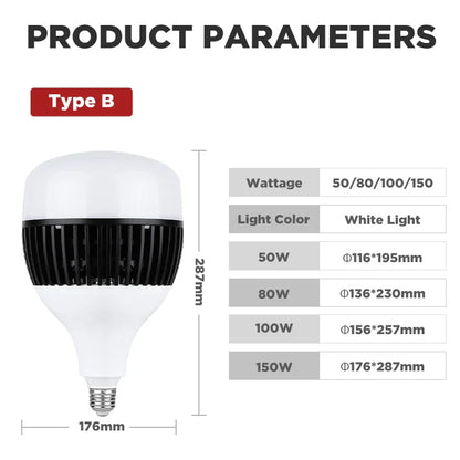 DecorBites™ 220V E27 LED Bulb: High Power 30W-150W LED Light for Garage Warehouse