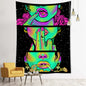 Psychedelic Fluorescent Portrait Tapestry by Decobites for Bohemian Home Decor