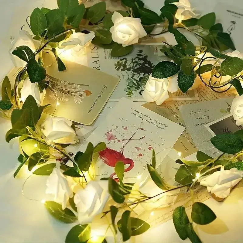 Decorbites™ 1 Stk. 10 LED Rosenblumen-Girlande-Lichter Batteriebetriebene Rosenblumen-Nachtlampe für Hochzeit Valentinstag
