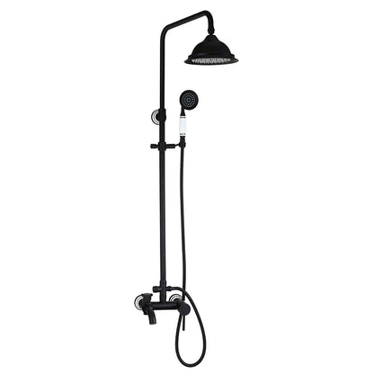 DecorBites™ 8 Inch Matte Black Shower Faucet Set with Hand Spray and Rainfall Head