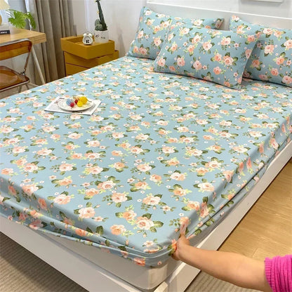 Decobites Queen Size Cotton Fitted Sheet Set with Cute Print, Soft and Skin-friendly Bed Cover