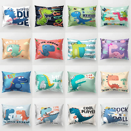 DecorBites™ Cartoon Dinosaur Pillowcase for Home Decor and Kids Bedroom