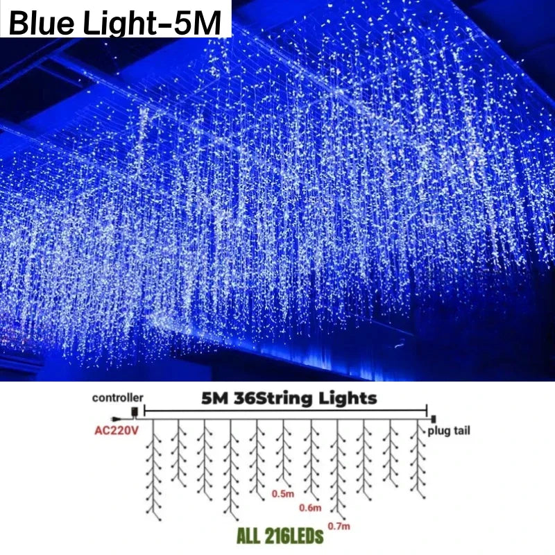 DecorBites™ Icicle LED String Lights: Festive Outdoor Christmas Decoration for Party, Patio, Garden