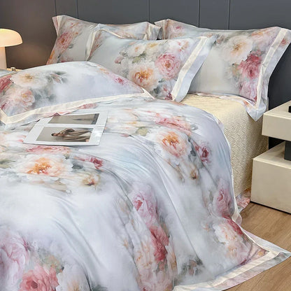 Decobites Flower Digital Print Duvet Cover Set Soft Silky Cool Bedding