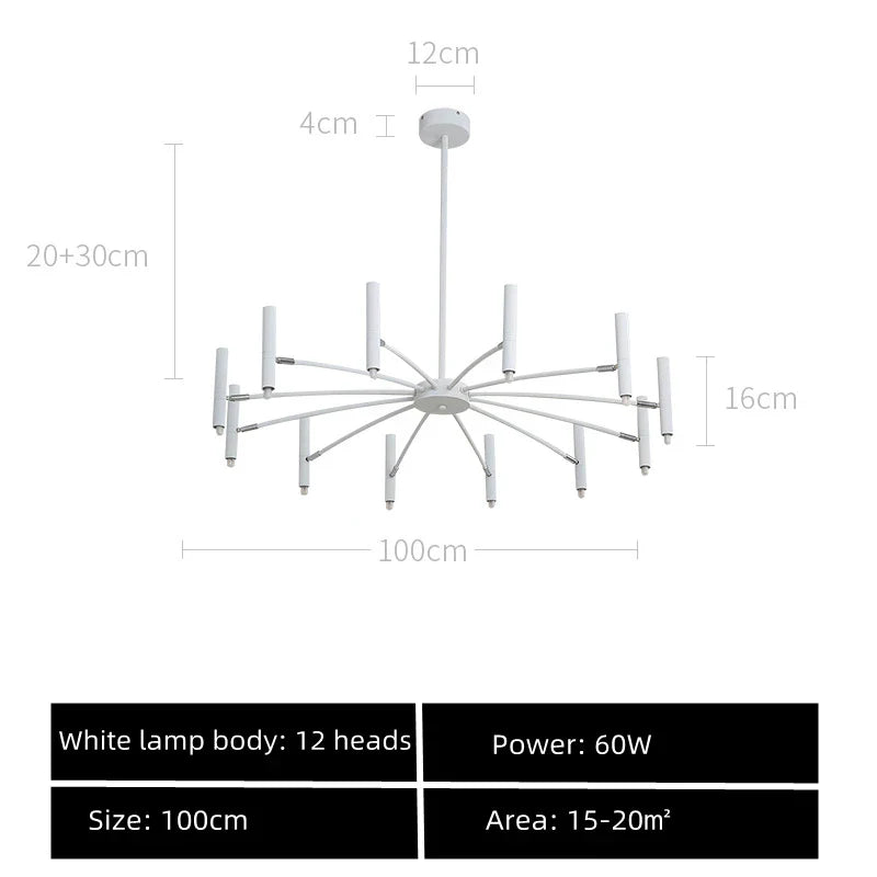 DecorBites™ Black Sputnik Chandelier: Nordic Design, Adjustable Lighting for Home Décor