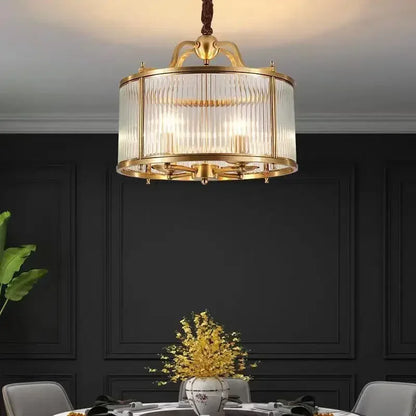 DecorBites™ Glass Chandelier: Golden Copper Luxury Ceiling Pendant Light Fixture for Living Room
