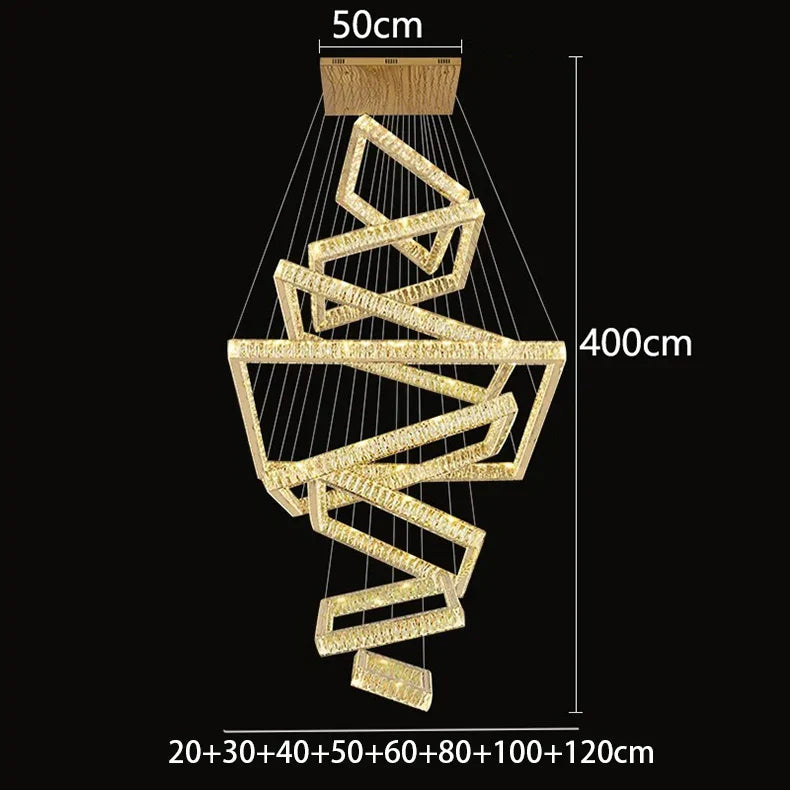 DecorBites™ Crystal Chandelier: Elegant Living Room & Stair Pendant Light